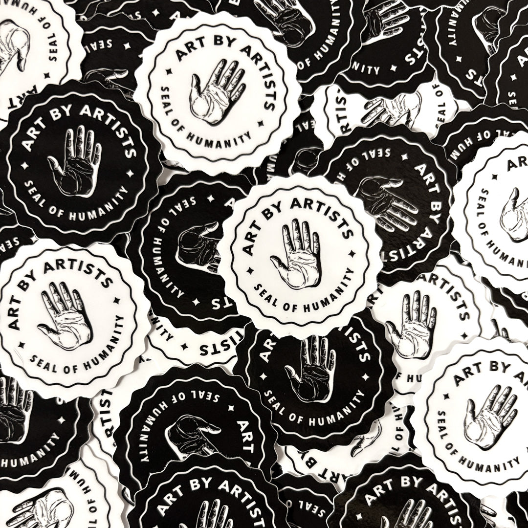 Art by Artist: Seal of Humanity Sticker – Orange Nebula